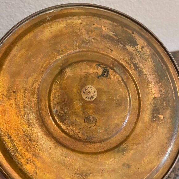 Vintage Antique Heart Pattern 7" Copper Teapot Kettle with Lid - Picture 6 of 12